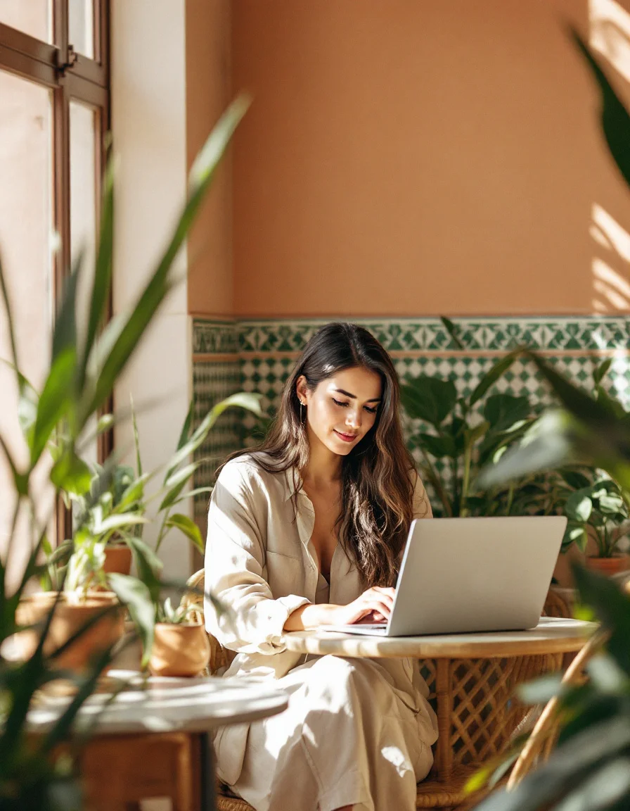 Entrepreneur at a café — iafetch image